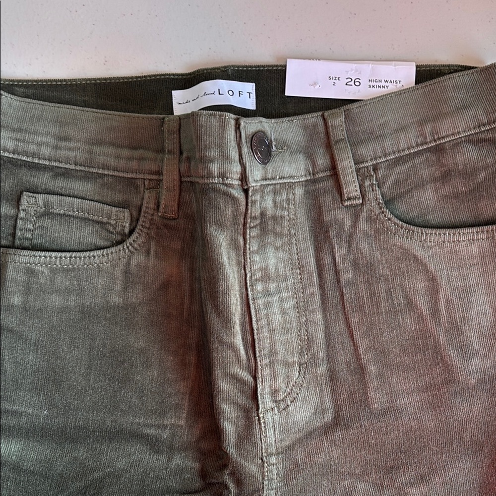 LOFT Olive Green High Waist Skinny Jeans